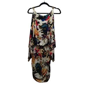 Boston Proper Size Small Heartthrob Multicolor Floral Slit Sleeve Mini Dress